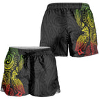 Aotearoa Moko Tribal Tattoo Shorts for Women New Zealand Maori Penguin and Fantail Reggae Style