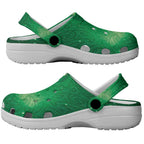 Aotearoa New Zealand New Year Clogs Shoes Tribal Koru Tattoo Green Galaxy Maori Silver Fern