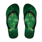 Aotearoa New Zealand New Year Flip Flops Tribal Koru Tattoo Green Galaxy Maori Silver Fern