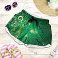 Aotearoa New Zealand New Year Shorts for Women Tribal Koru Tattoo Green Galaxy Maori Silver Fern