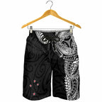 Aotearoa Volleyball Shorts for Men Silver Ferns and Maori Tribal Black