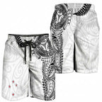 Aotearoa Volleyball Shorts for Men Silver Ferns and Maori Tribal White