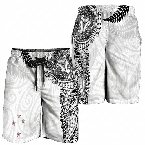 Aotearoa Volleyball Shorts for Men Silver Ferns and Maori Tribal White