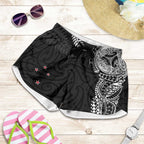 Aotearoa Volleyball Shorts for Women Silver Ferns and Maori Tribal Black
