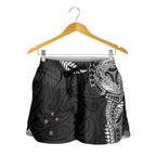 Aotearoa Volleyball Shorts for Women Silver Ferns and Maori Tribal Black