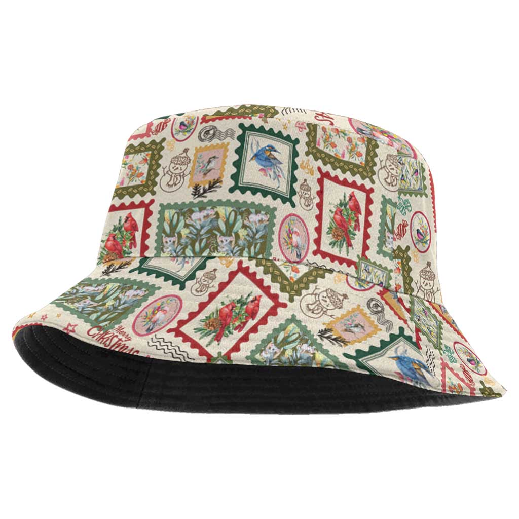 Aussie Birds Christmas La La Land Bucket Hat Beige Vintage Stamp Edition - Aussie Hoodie