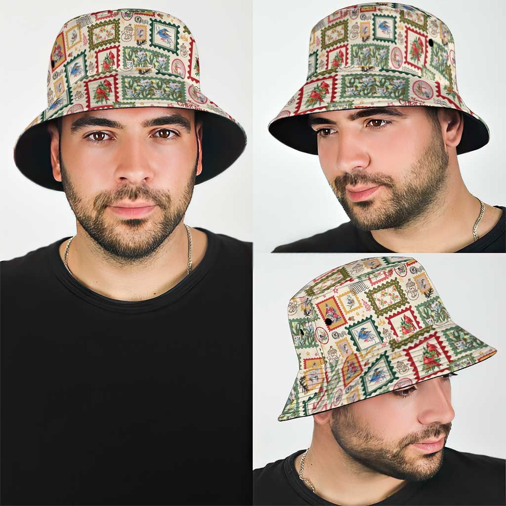 Aussie Birds Christmas La La Land Bucket Hat Beige Vintage Stamp Edition - Aussie Hoodie