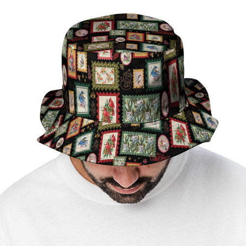 Aussie Birds Christmas La La Land Bucket Hat Black Vintage Stamp Edition - Aussie Hoodie