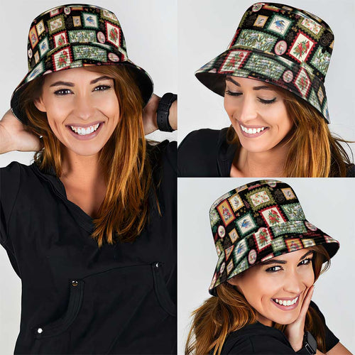 Aussie Birds Christmas La La Land Bucket Hat Black Vintage Stamp Edition - Aussie Hoodie