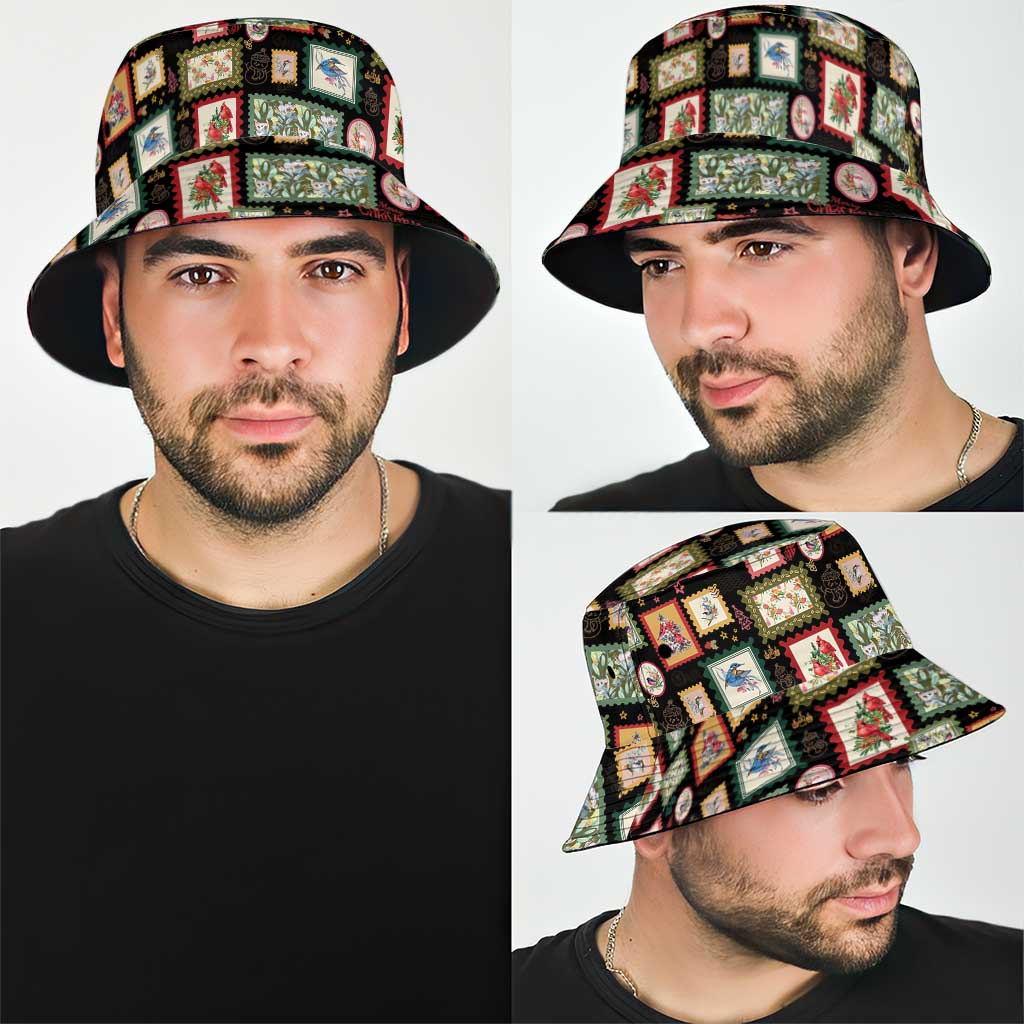 Aussie Birds Christmas La La Land Bucket Hat Black Vintage Stamp Edition - Aussie Hoodie