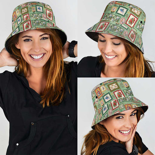 Aussie Birds Christmas La La Land Bucket Hat Green Vintage Stamp Edition - Aussie Hoodie