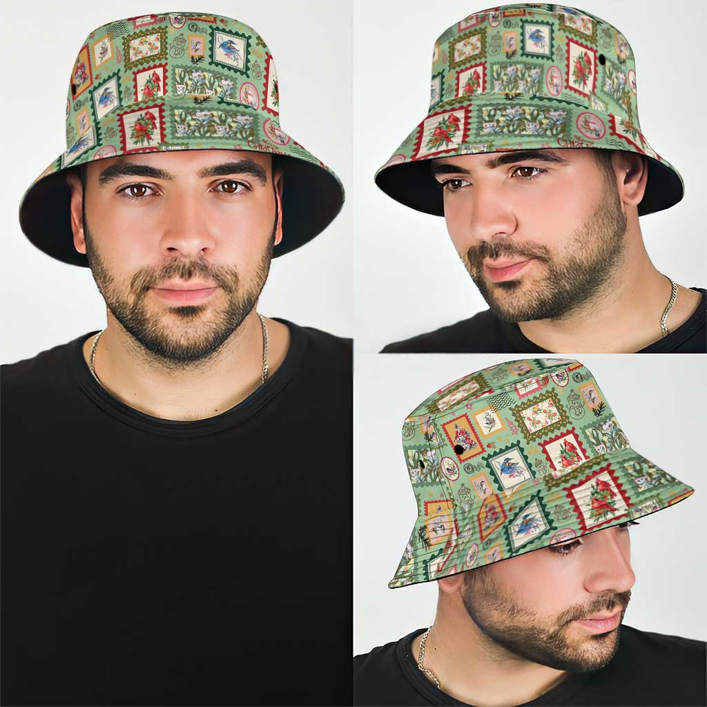 Aussie Birds Christmas La La Land Bucket Hat Green Vintage Stamp Edition - Aussie Hoodie