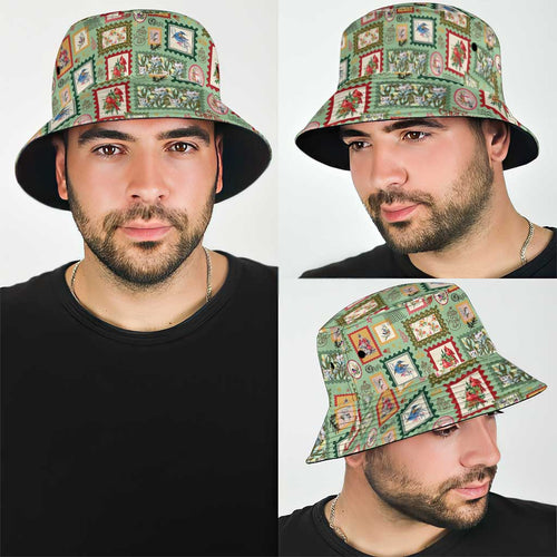 Aussie Birds Christmas La La Land Bucket Hat Green Vintage Stamp Edition - Aussie Hoodie
