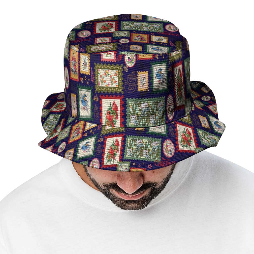 Aussie Birds Christmas La La Land Bucket Hat Navy Blue Vintage Stamp Edition - Aussie Hoodie
