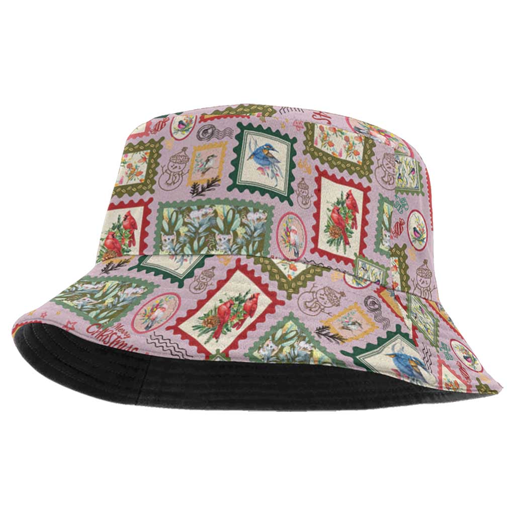 Aussie Birds Christmas La La Land Bucket Hat Pink Vintage Stamp Edition - Aussie Hoodie