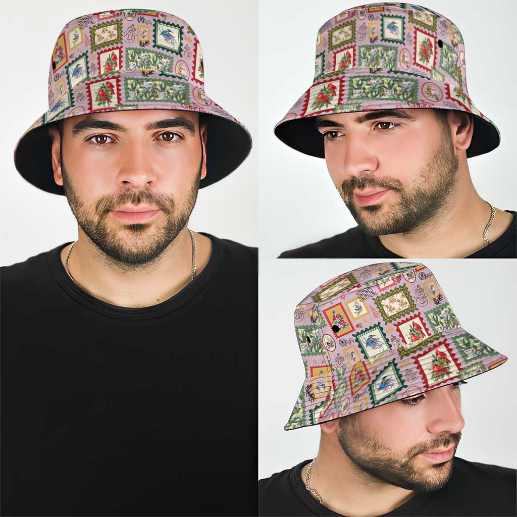 Aussie Birds Christmas La La Land Bucket Hat Pink Vintage Stamp Edition - Aussie Hoodie