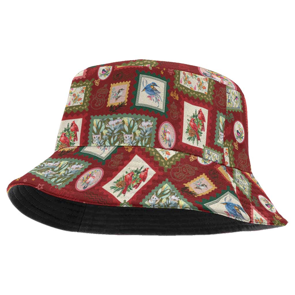 Aussie Birds Christmas La La Land Bucket Hat Red Vintage Stamp Edition - Aussie Hoodie