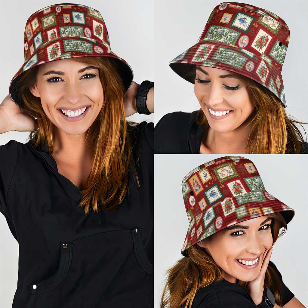 Aussie Birds Christmas La La Land Bucket Hat Red Vintage Stamp Edition - Aussie Hoodie