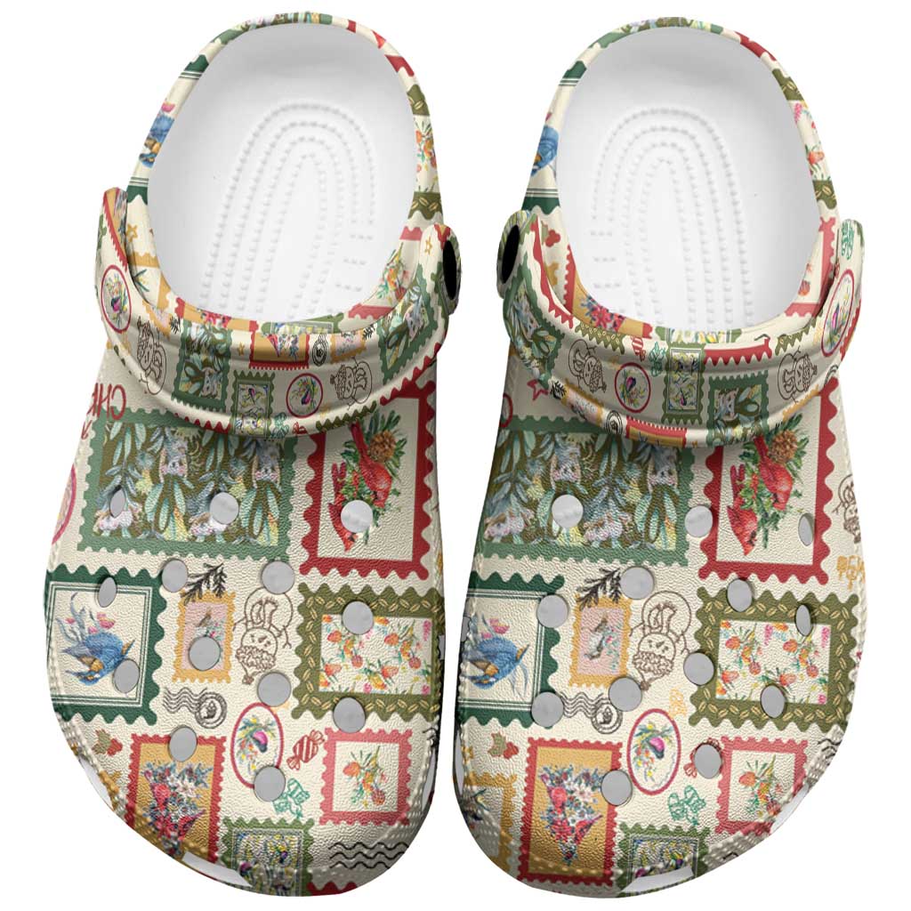 Aussie Birds Christmas La La Land Clogs Shoes Beige Vintage Stamp Edition - Aussie Hoodie