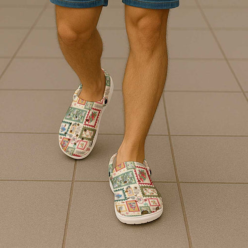 Aussie Birds Christmas La La Land Clogs Shoes Beige Vintage Stamp Edition - Aussie Hoodie