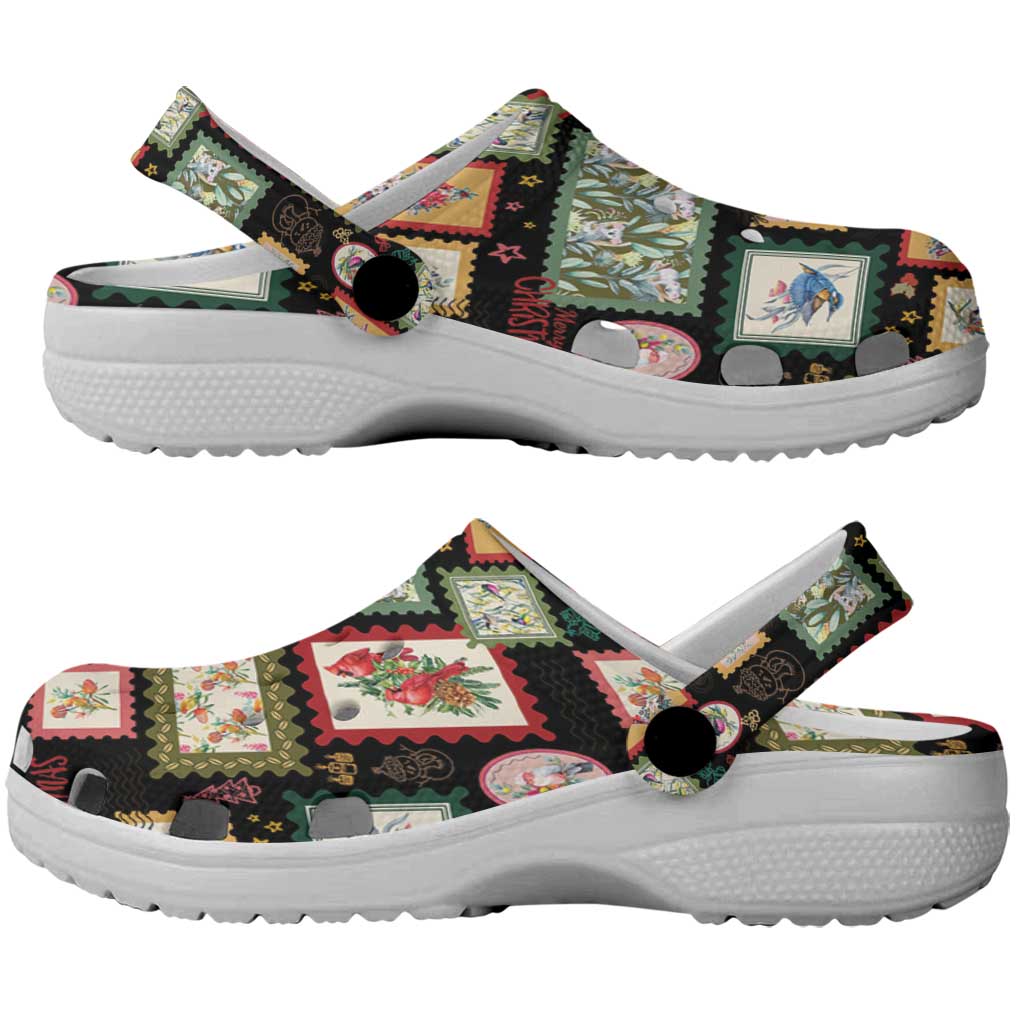 Aussie Birds Christmas La La Land Clogs Shoes Black Vintage Stamp Edition - Aussie Hoodie