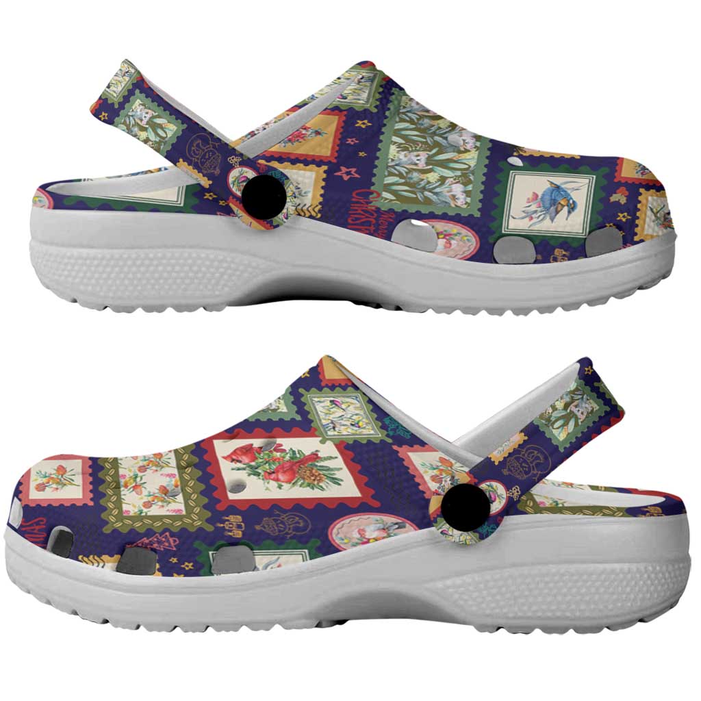 Aussie Birds Christmas La La Land Clogs Shoes Navy Blue Vintage Stamp Edition - Aussie Hoodie