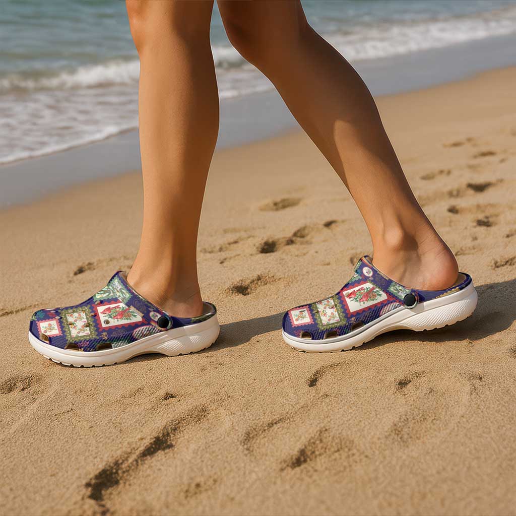 Aussie Birds Christmas La La Land Clogs Shoes Navy Blue Vintage Stamp Edition - Aussie Hoodie