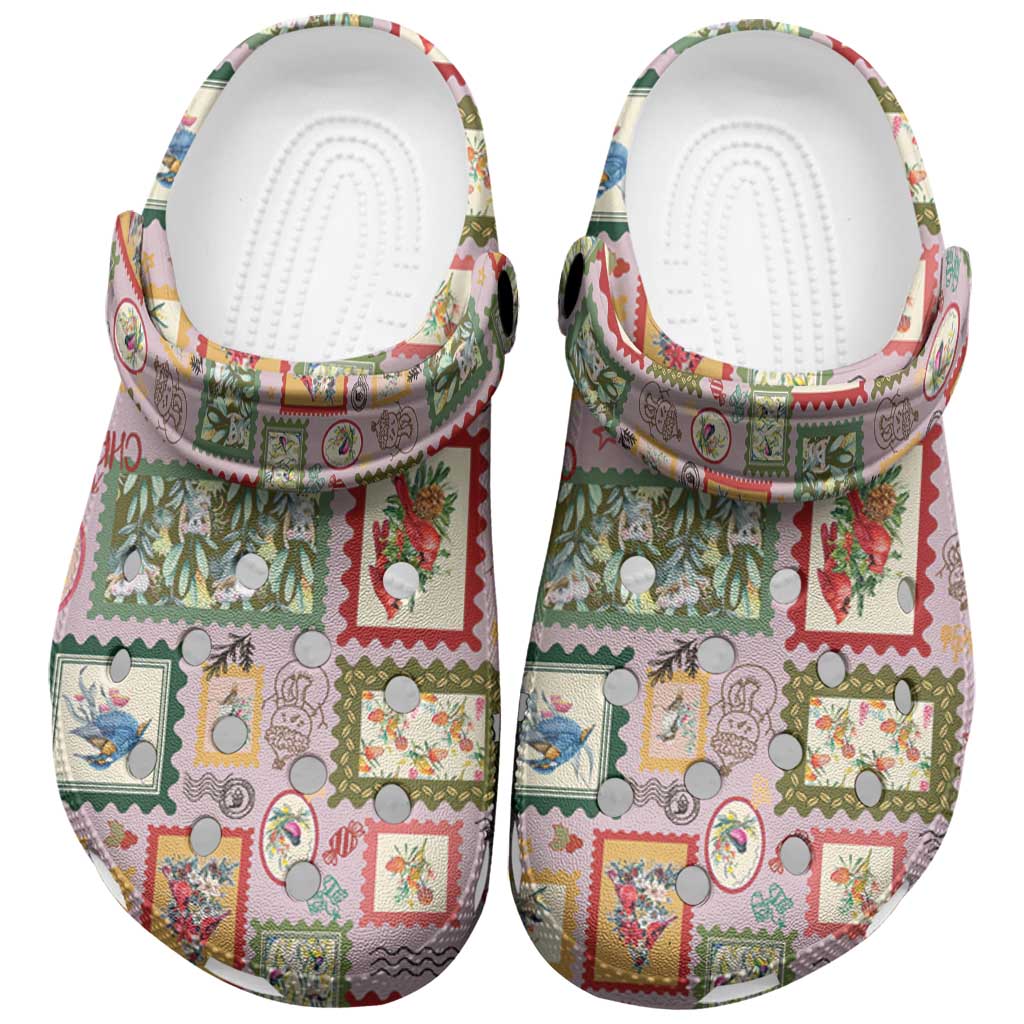 Aussie Birds Christmas La La Land Clogs Shoes Pink Vintage Stamp Edition - Aussie Hoodie