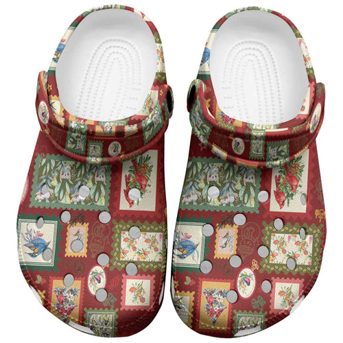 Aussie Birds Christmas La La Land Clogs Shoes Red Vintage Stamp Edition - Aussie Hoodie