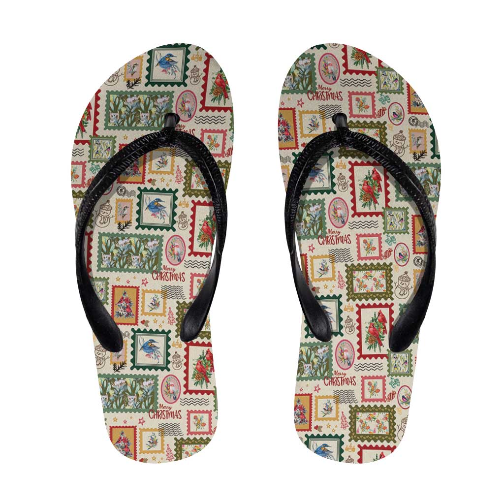 Aussie Birds Christmas La La Land Flip Flops Beige Vintage Stamp Edition - Aussie Hoodie