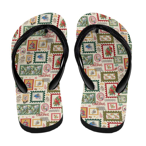 Aussie Birds Christmas La La Land Flip Flops Beige Vintage Stamp Edition - Aussie Hoodie