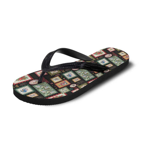 Aussie Birds Christmas La La Land Flip Flops Black Vintage Stamp Edition - Aussie Hoodie