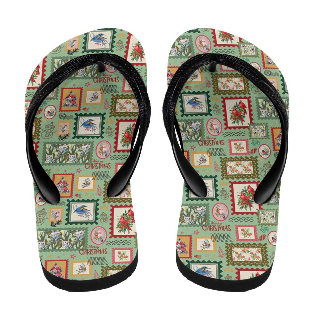 Aussie Birds Christmas La La Land Flip Flops Green Vintage Stamp Edition - Aussie Hoodie