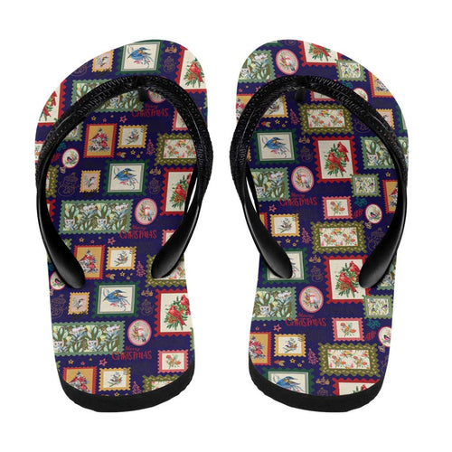 Aussie Birds Christmas La La Land Flip Flops Navy Blue Vintage Stamp Edition - Aussie Hoodie
