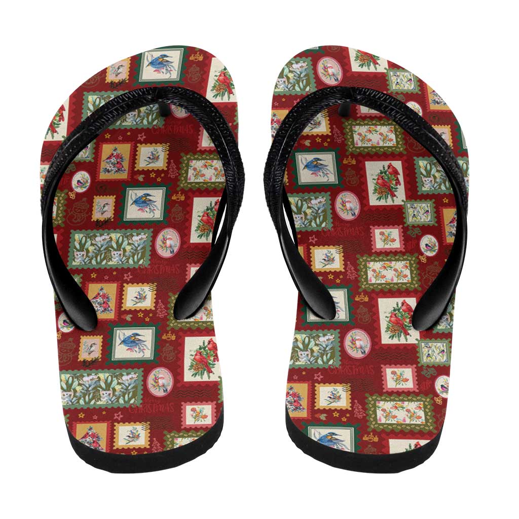 Aussie Birds Christmas La La Land Flip Flops Red Vintage Stamp Edition - Aussie Hoodie