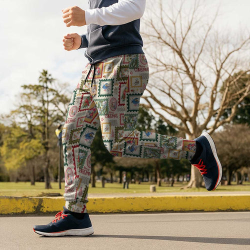 Aussie Birds Christmas La La Land Jogger Pants Beige Vintage Stamp Edition - Aussie Hoodie