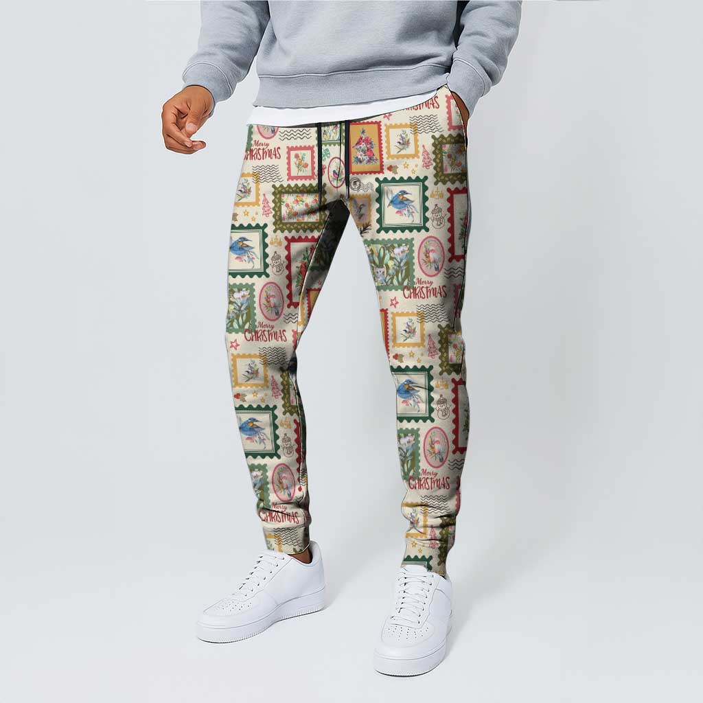 Aussie Birds Christmas La La Land Jogger Pants Beige Vintage Stamp Edition - Aussie Hoodie