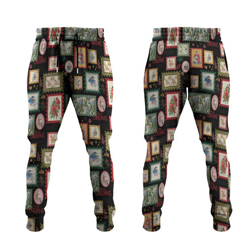 Aussie Birds Christmas La La Land Jogger Pants Black Vintage Stamp Edition - Aussie Hoodie