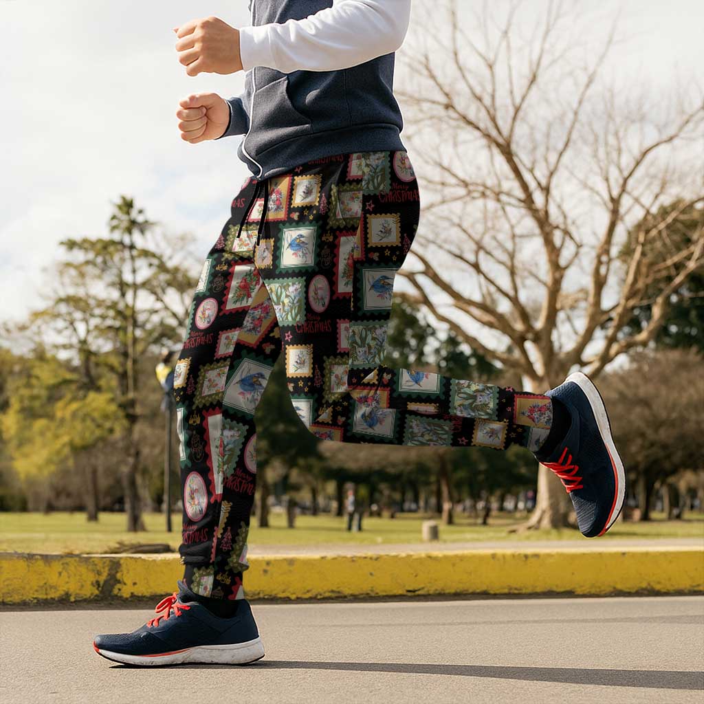 Aussie Birds Christmas La La Land Jogger Pants Black Vintage Stamp Edition - Aussie Hoodie
