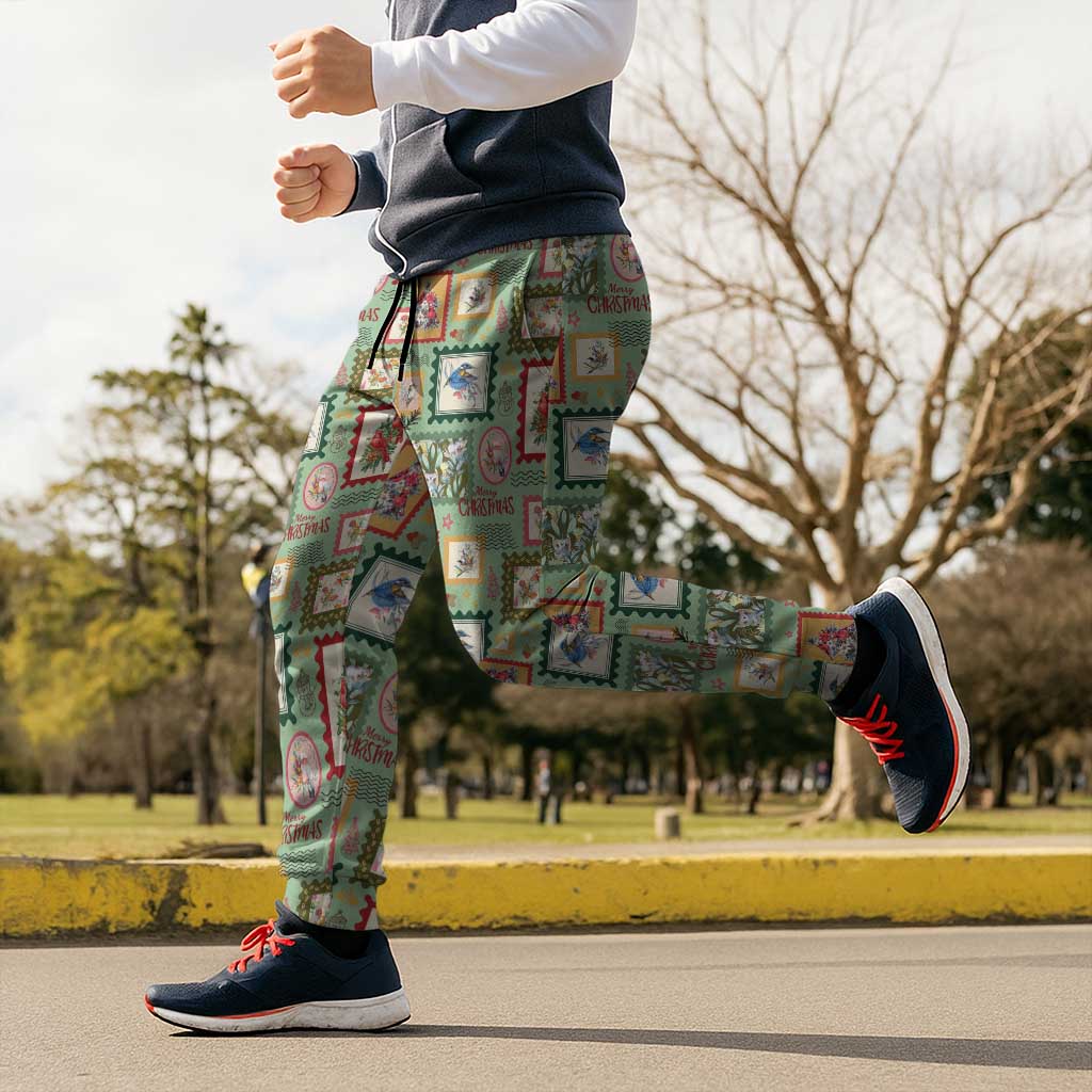 Aussie Birds Christmas La La Land Jogger Pants Green Vintage Stamp Edition - Aussie Hoodie