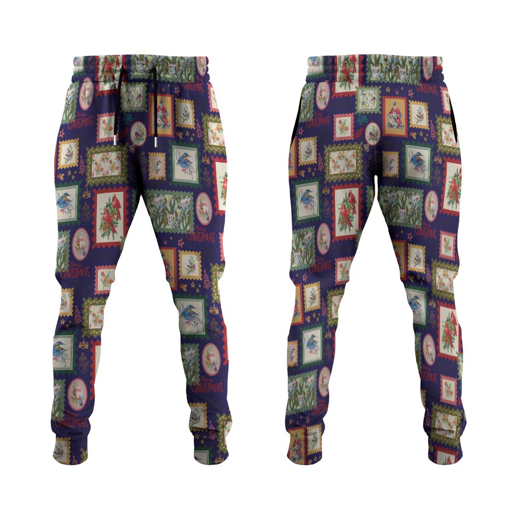 Aussie Birds Christmas La La Land Jogger Pants Navy Blue Vintage Stamp Edition - Aussie Hoodie