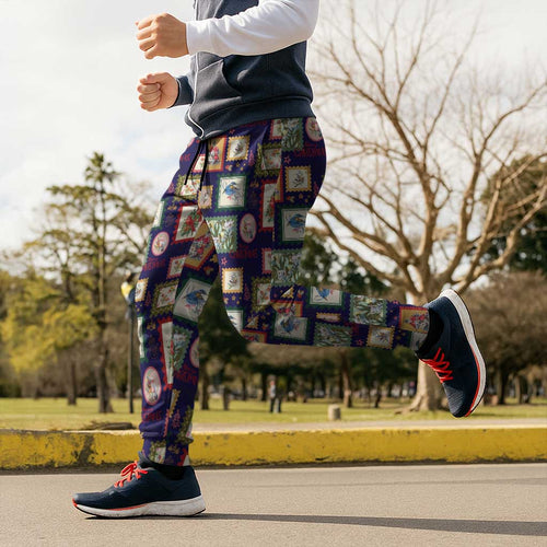 Aussie Birds Christmas La La Land Jogger Pants Navy Blue Vintage Stamp Edition - Aussie Hoodie