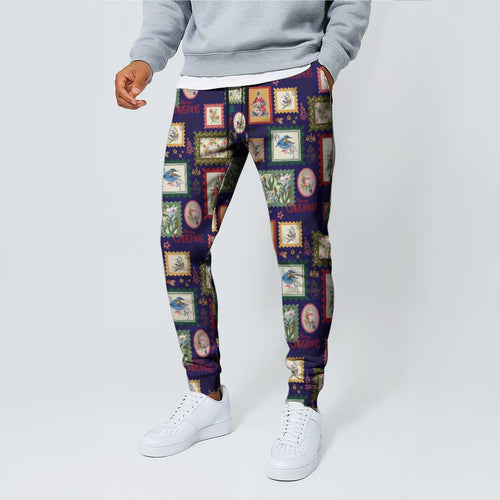 Aussie Birds Christmas La La Land Jogger Pants Navy Blue Vintage Stamp Edition - Aussie Hoodie