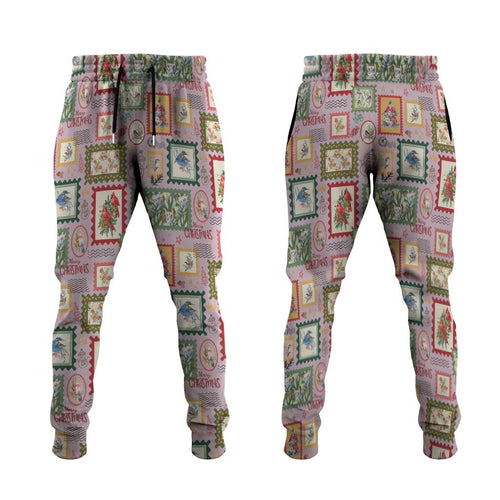Aussie Birds Christmas La La Land Jogger Pants Pink Vintage Stamp Edition - Aussie Hoodie