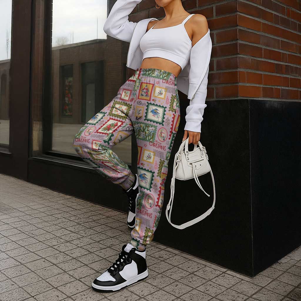 Aussie Birds Christmas La La Land Jogger Pants Pink Vintage Stamp Edition - Aussie Hoodie