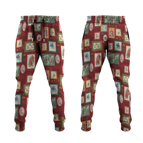 Aussie Birds Christmas La La Land Jogger Pants Red Vintage Stamp Edition - Aussie Hoodie