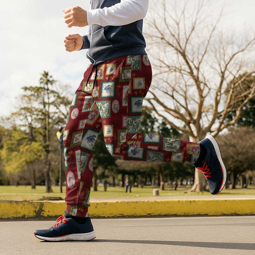 Aussie Birds Christmas La La Land Jogger Pants Red Vintage Stamp Edition - Aussie Hoodie