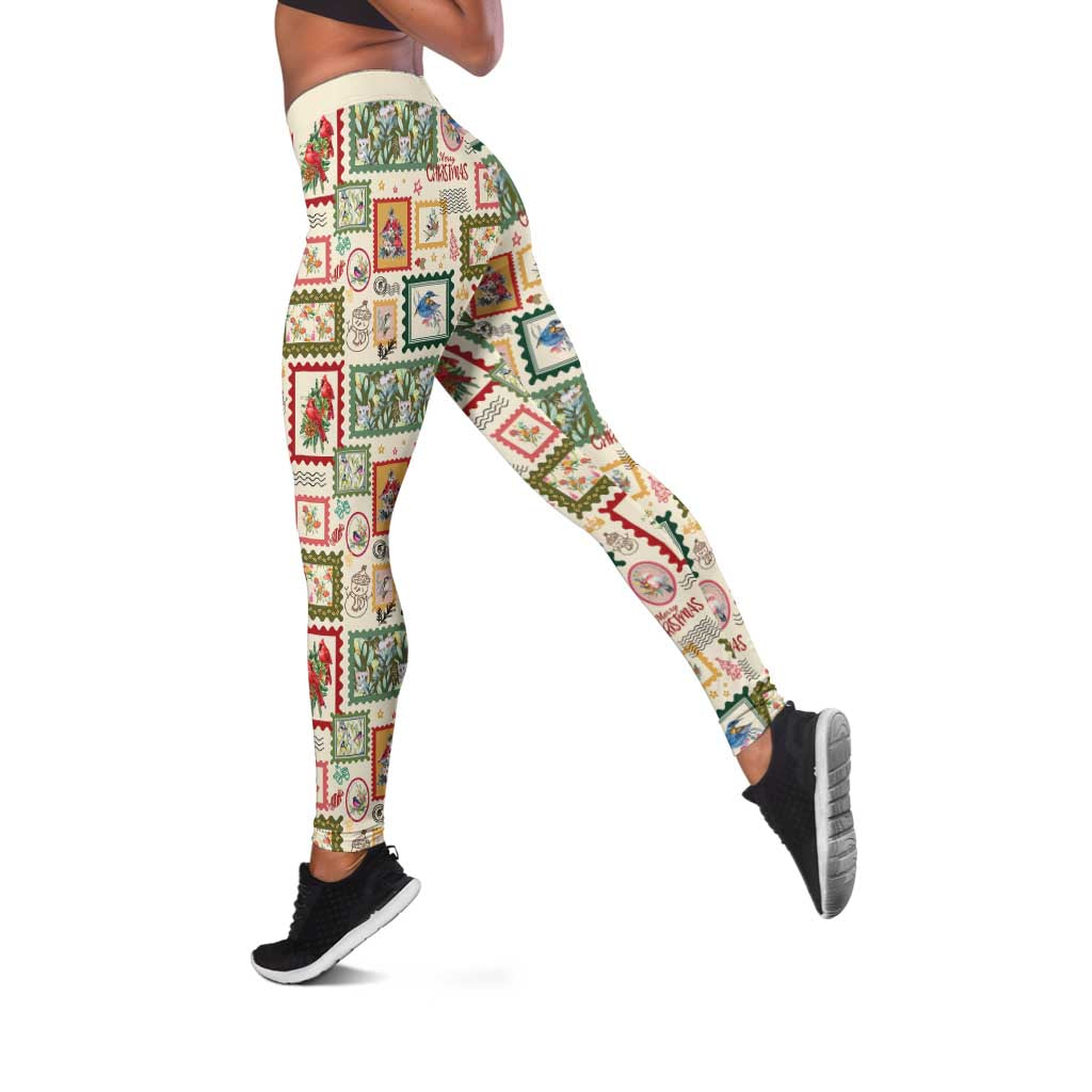 Aussie Birds Christmas La La Land Leggings Beige Vintage Stamp Edition - Aussie Hoodie