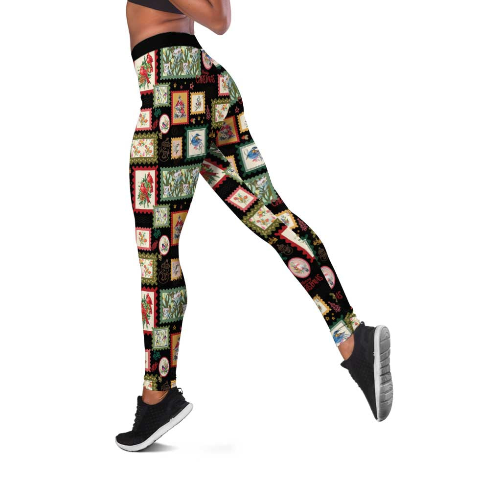 Aussie Birds Christmas La La Land Leggings Black Vintage Stamp Edition - Aussie Hoodie