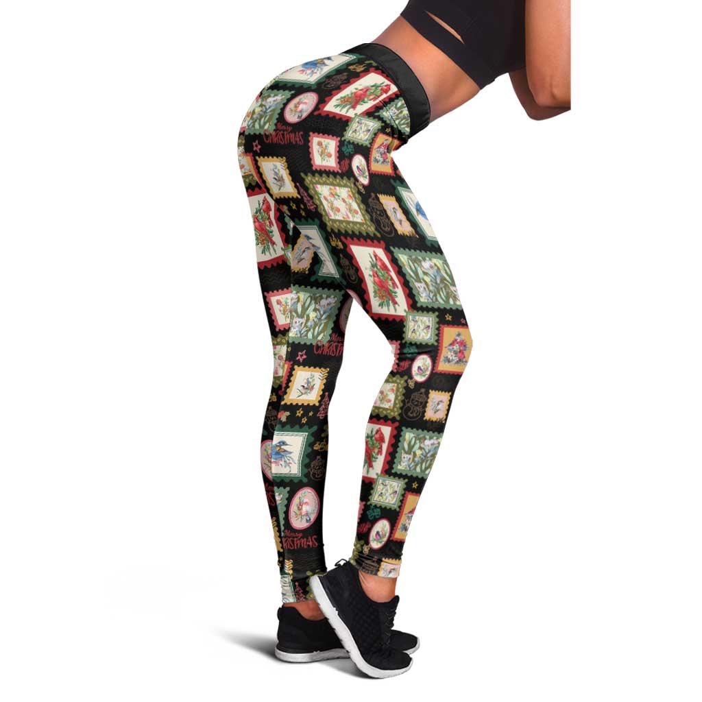 Aussie Birds Christmas La La Land Leggings Black Vintage Stamp Edition - Aussie Hoodie